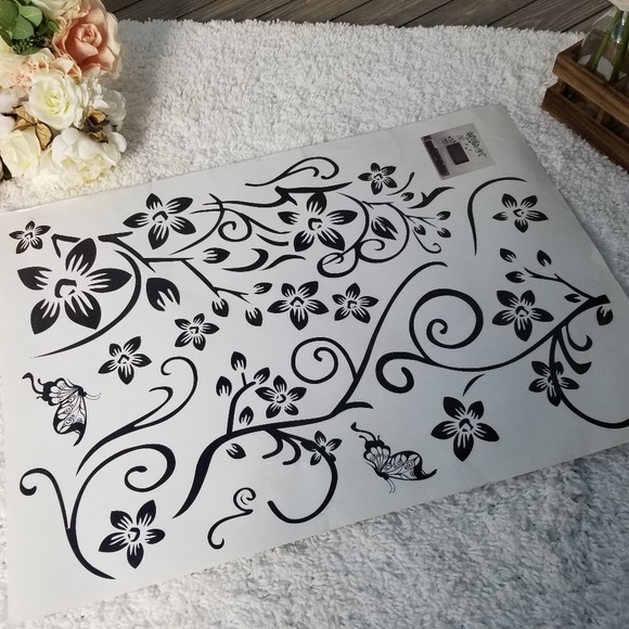 Removable Floral Vinyl Mural Wall Decor Black - Picture 3 of 3